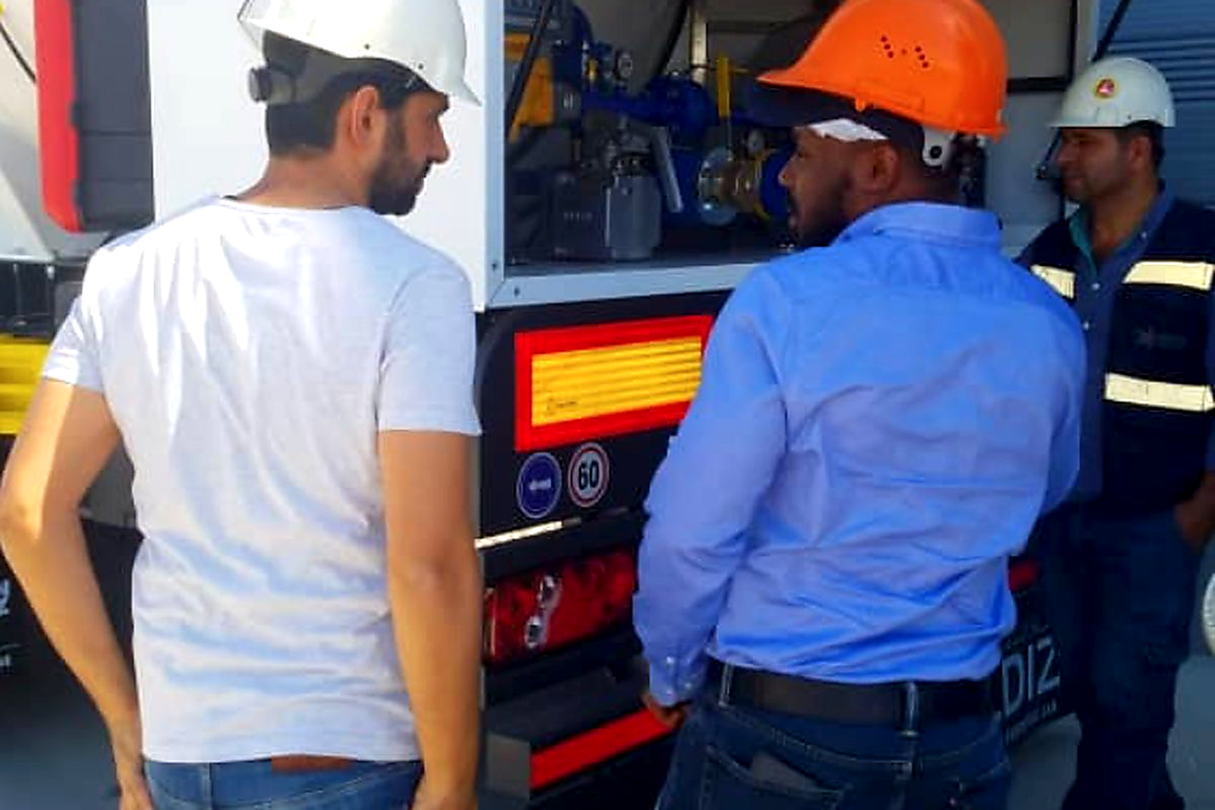 Bomart team on site inspecting equipment
